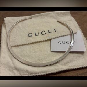 Authentic Gucci Sterling Silver Torque Choker Necklace 925 Minimalist Collar